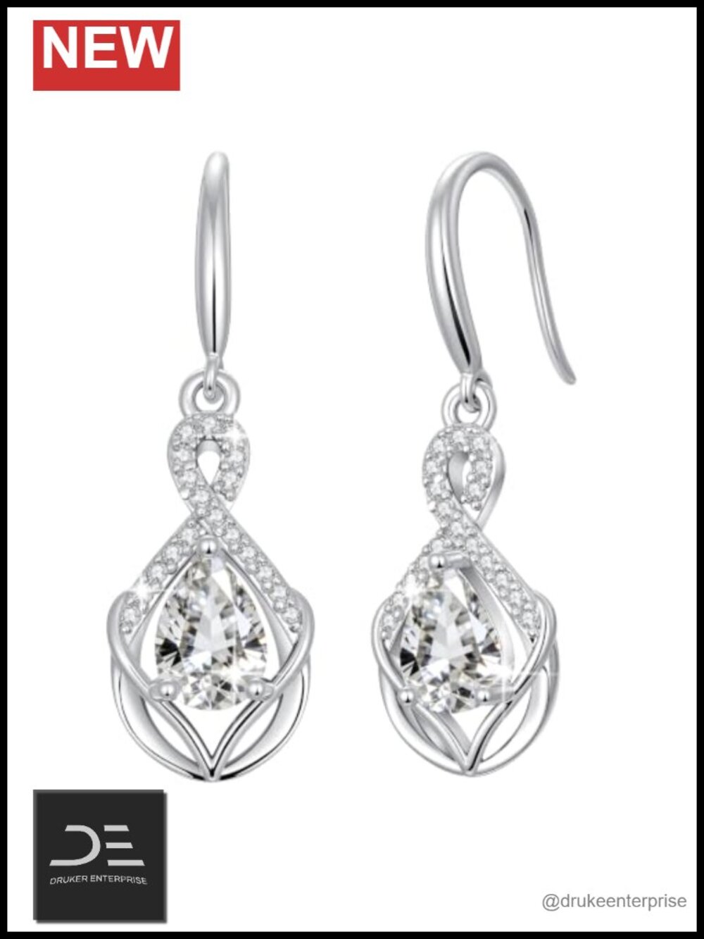Cubic Zirconia Teardrop Dangle Earrings Hypoallergenic Trendy